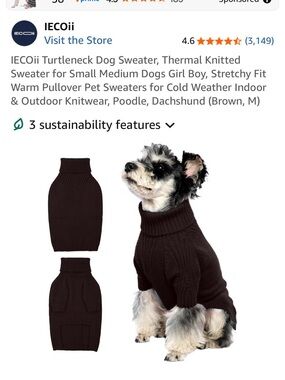 Black Turtleneck Dog Sweater - Thermal Knitted Pullover